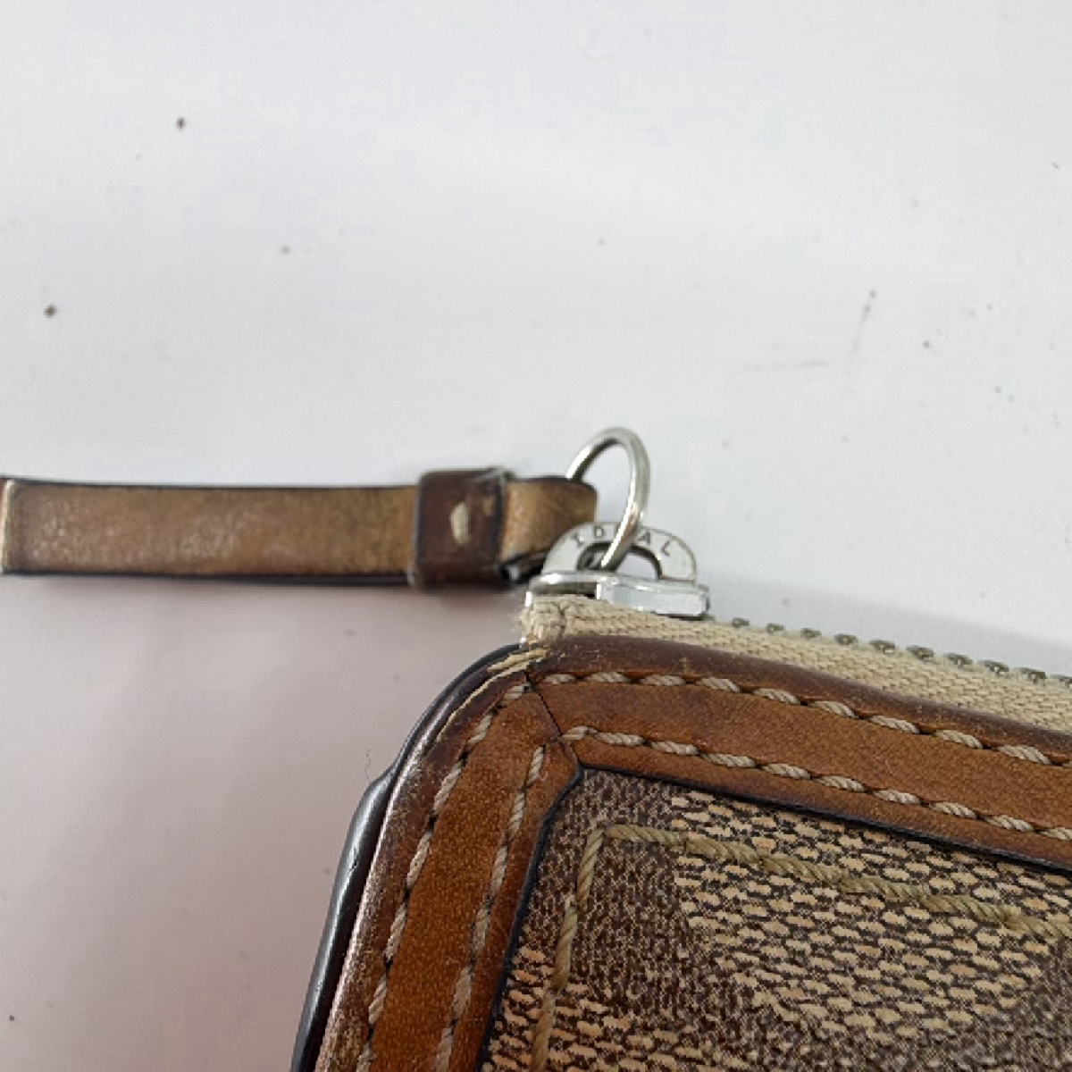 Coach Signature C Zip Around Brown Coated Canvas Wallet