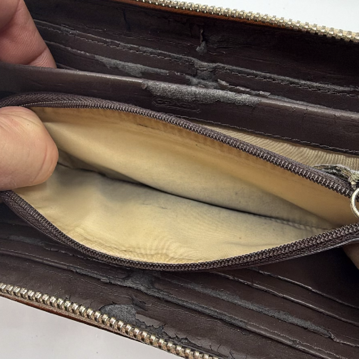Coach Signature C Zip Around Brown Coated Canvas Wallet