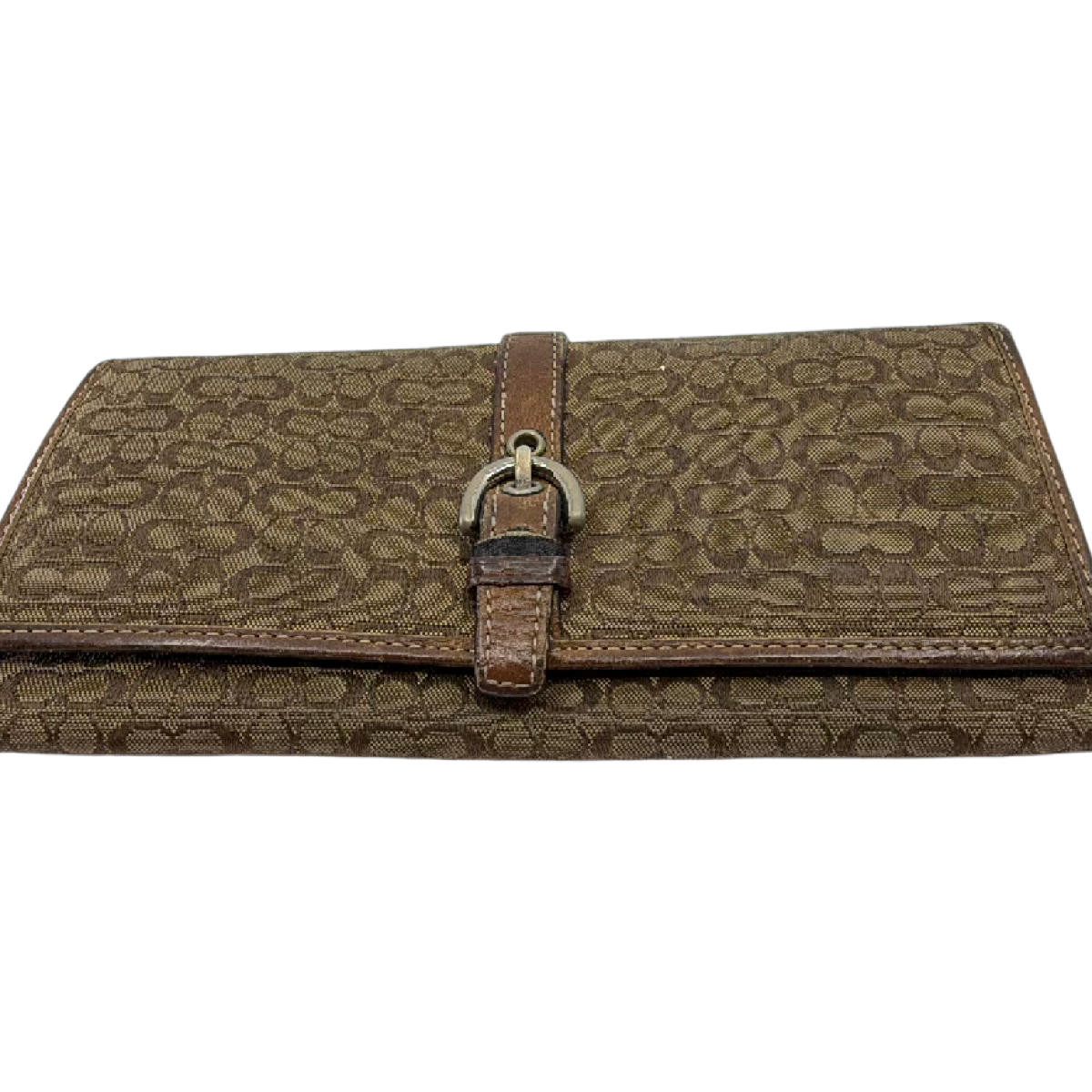 Coach Signature C Flap Brown Canvas Leather Wallet