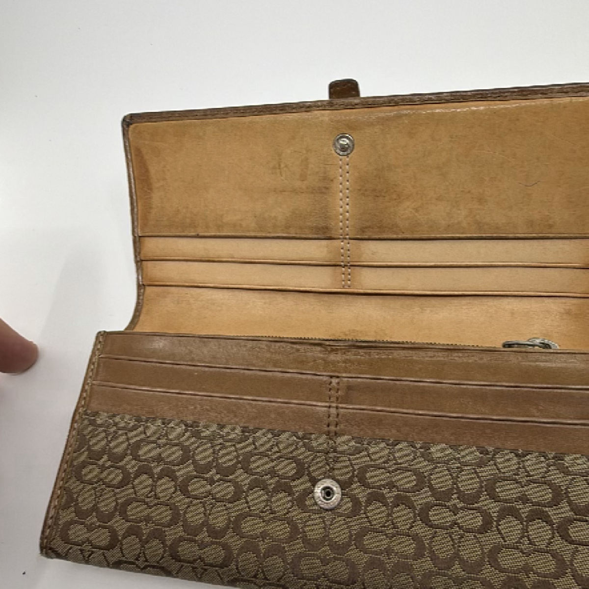 Coach Signature C Flap Brown Canvas Leather Wallet