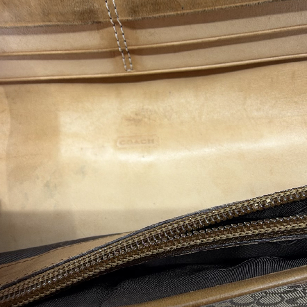 Coach Signature C Flap Brown Canvas Leather Wallet