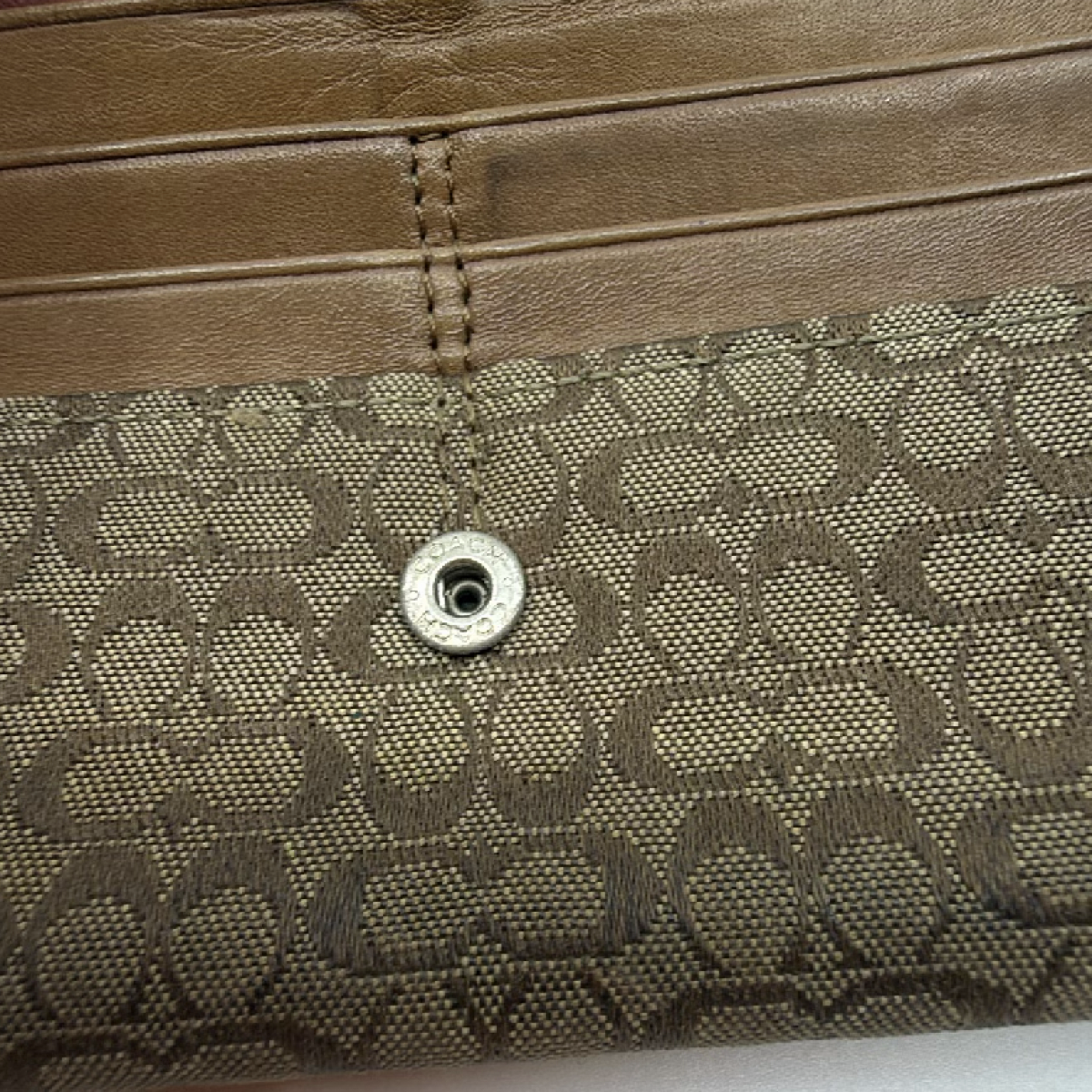 Coach Signature C Flap Brown Canvas Leather Wallet