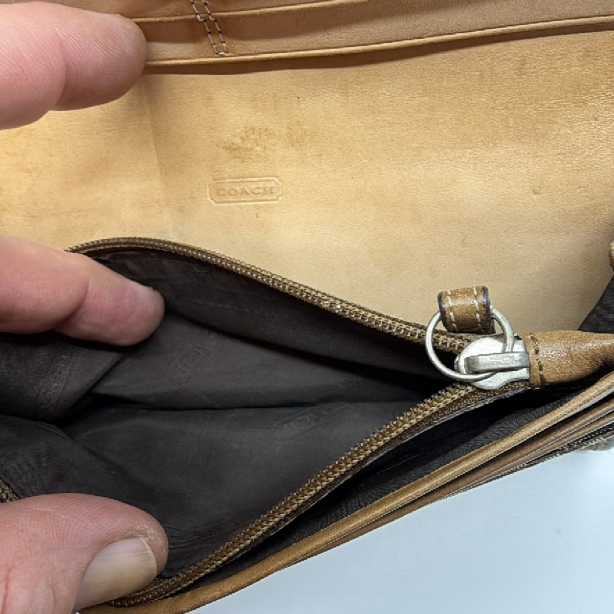 Coach Signature C Flap Brown Canvas Leather Wallet