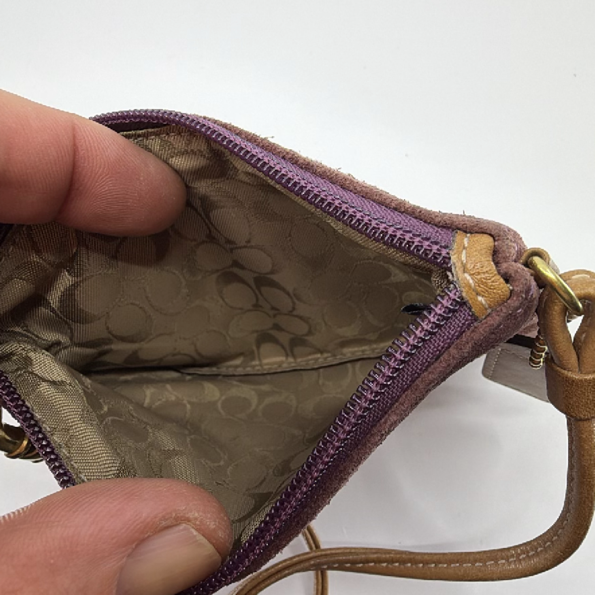 Coach Purple Suede Leather Wristlet