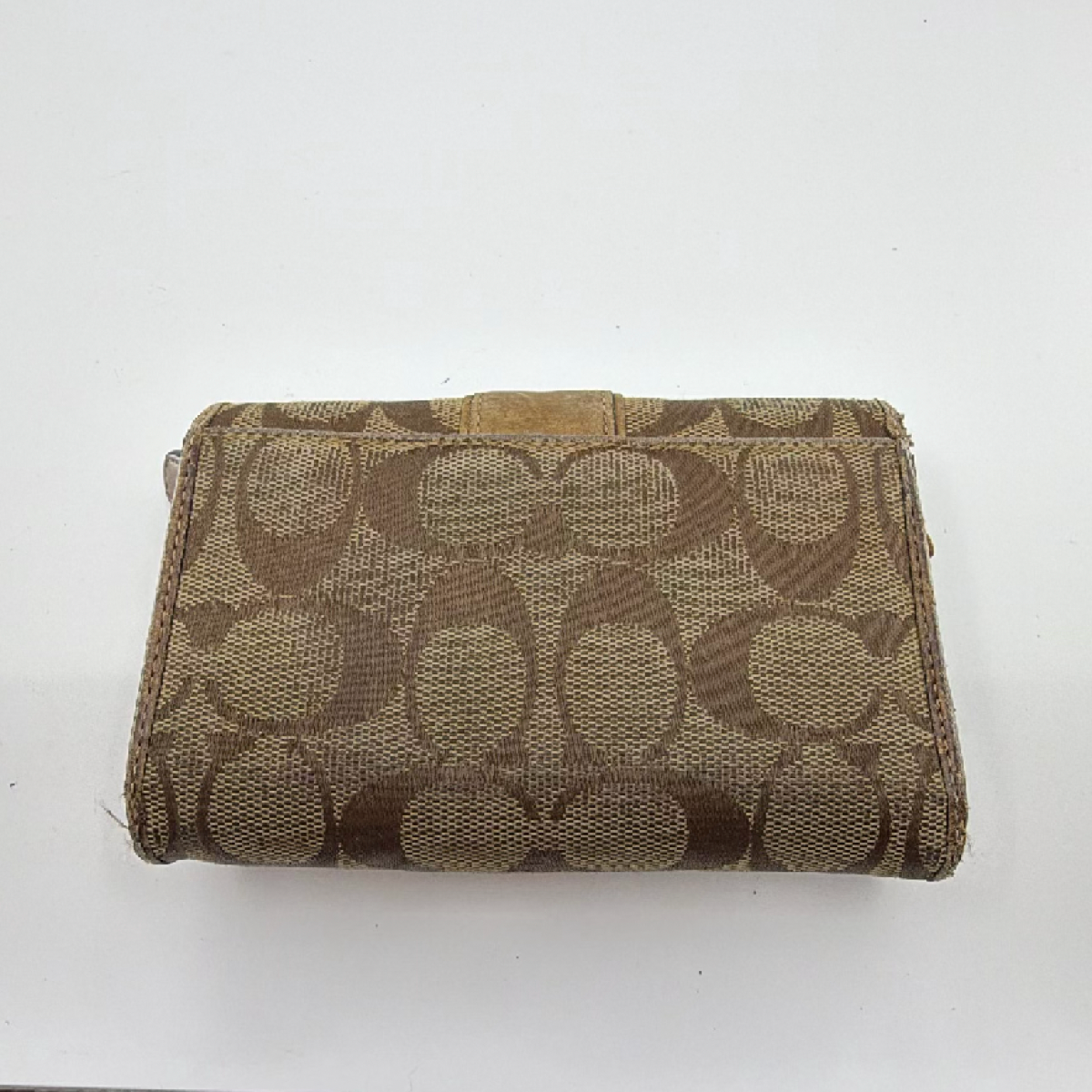 Coach Signature Brown Canvas Leather Trim Wallet