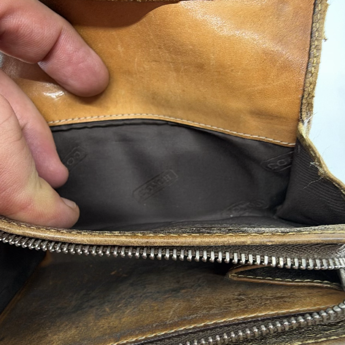 Coach Signature Brown Canvas Leather Trim Wallet