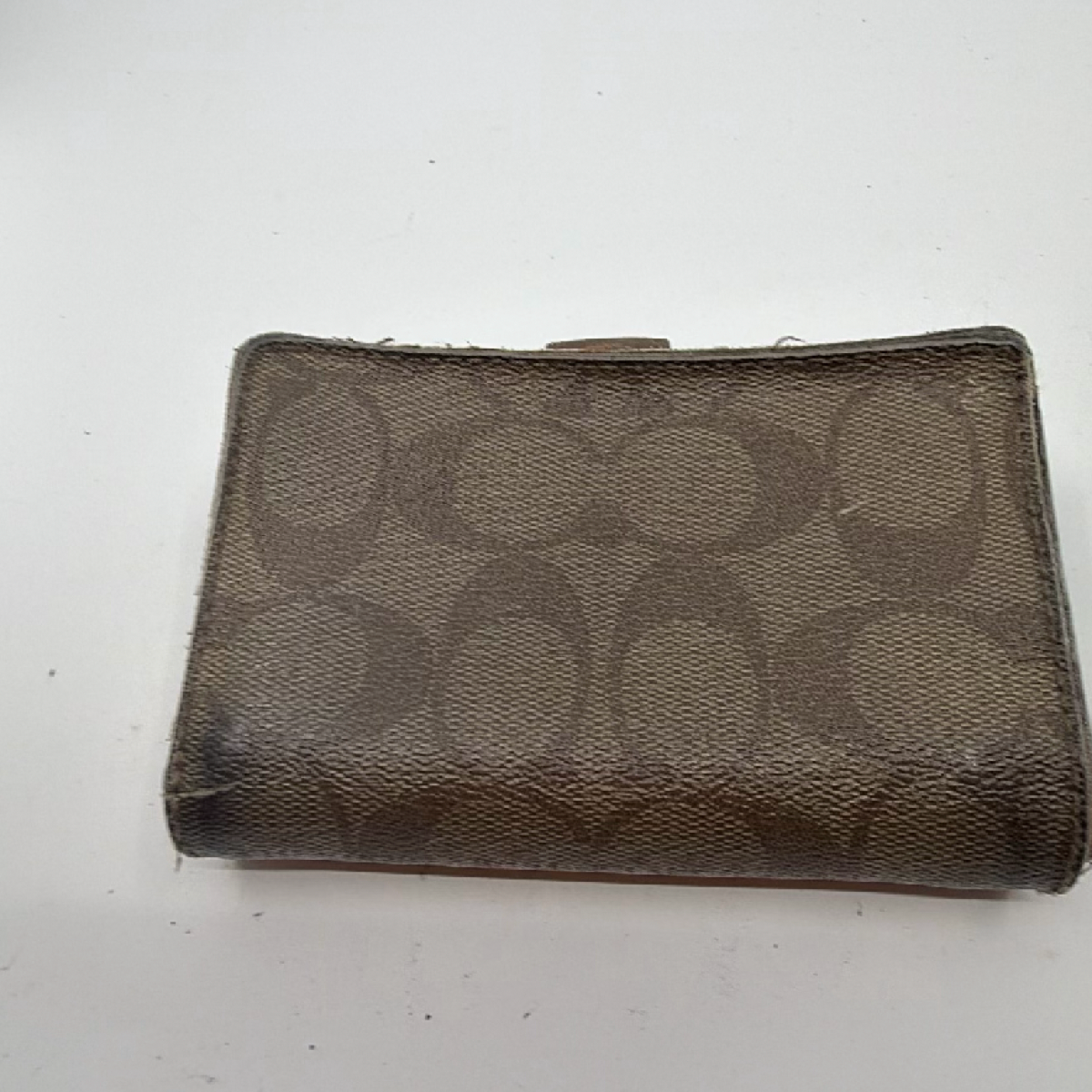 Coach Compact Brown Signature C Coated Canvas Wallet