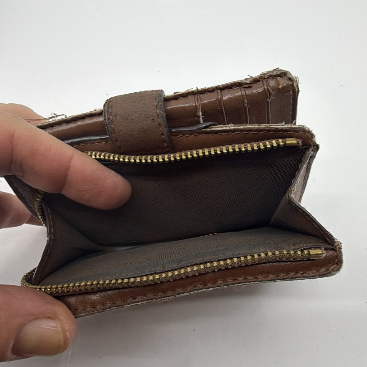 Coach Compact Brown Signature C Coated Canvas Wallet