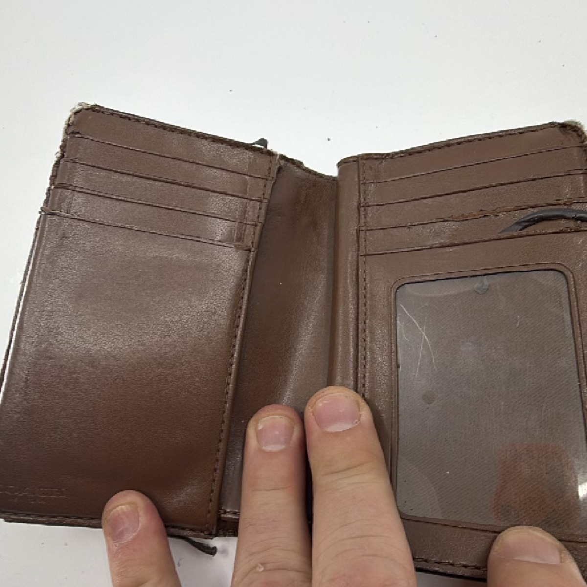 Coach Compact Brown Signature C Coated Canvas Wallet