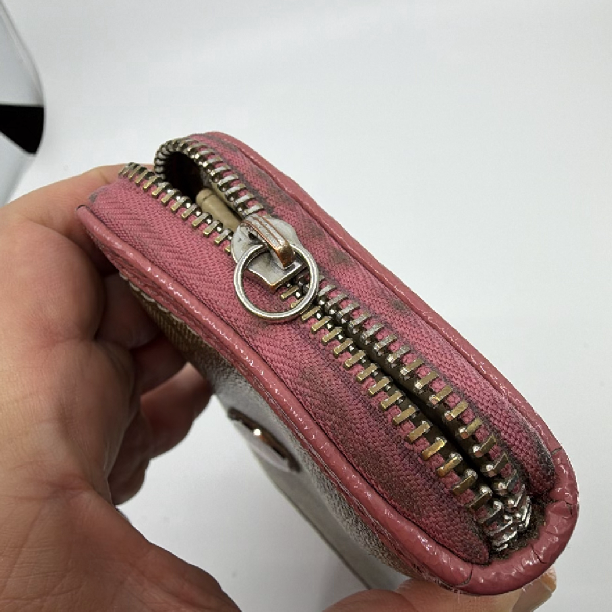 Coach Signature C Zip Around Brown Coated Canvas Wallet