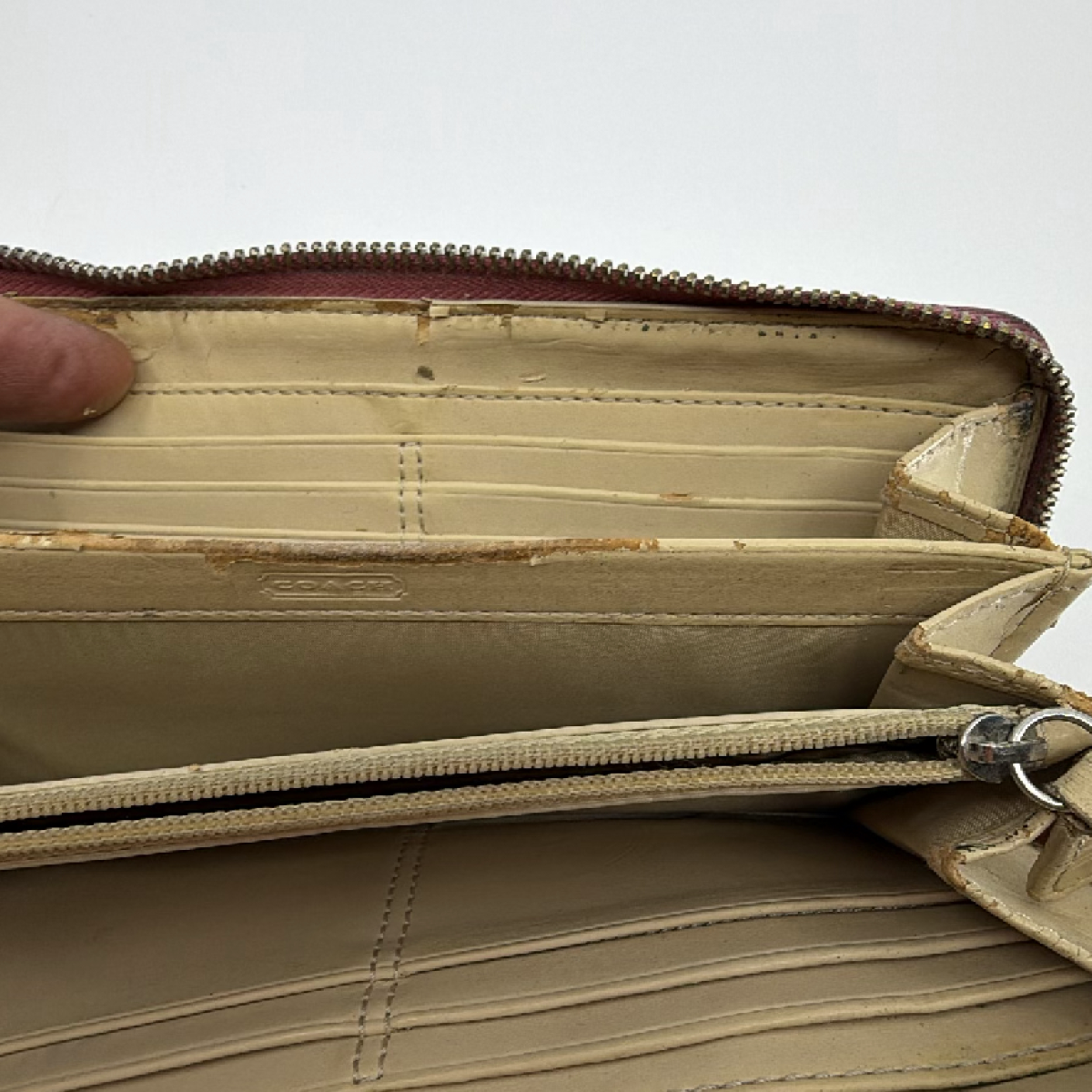 Coach Signature C Zip Around Brown Coated Canvas Wallet
