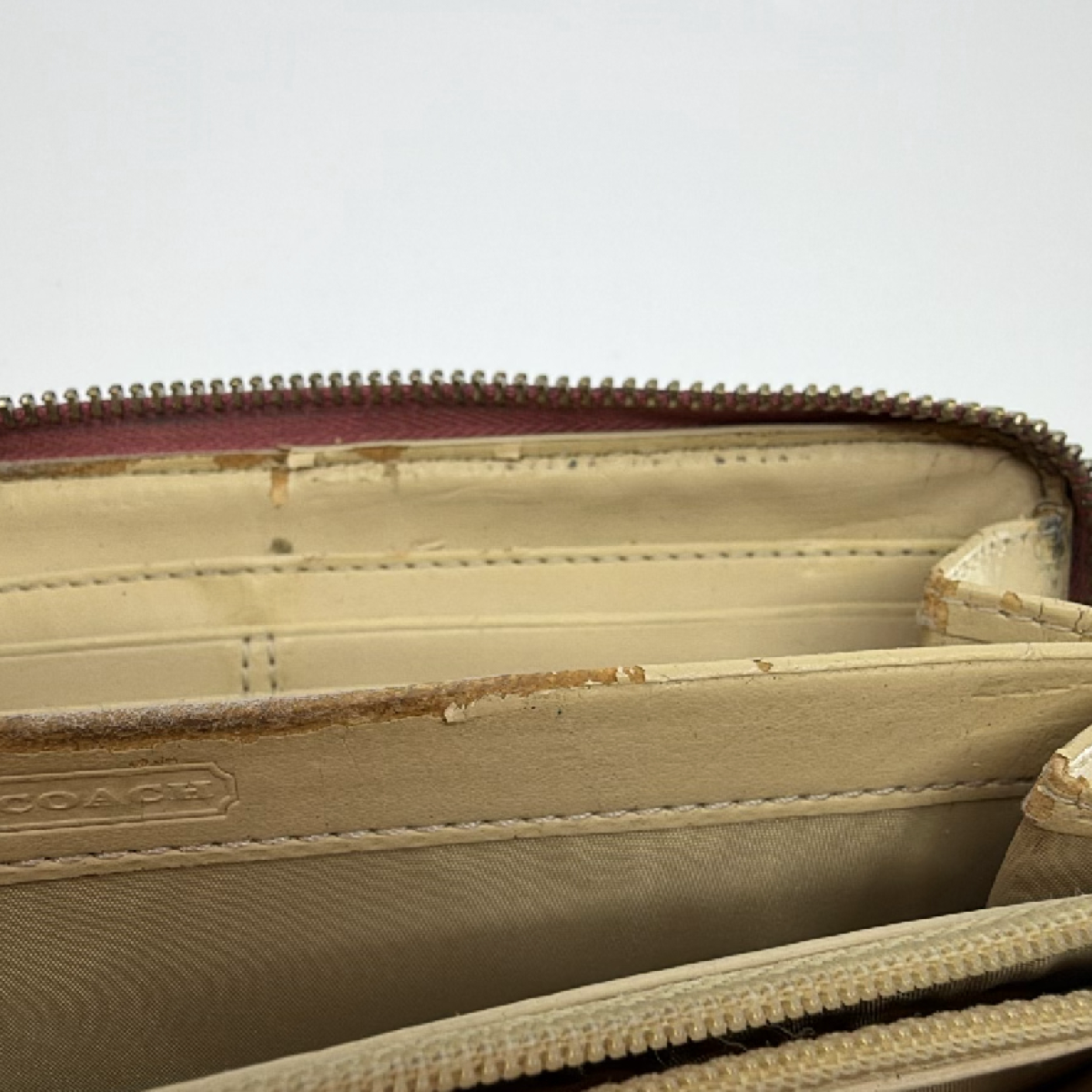 Coach Signature C Zip Around Brown Coated Canvas Wallet