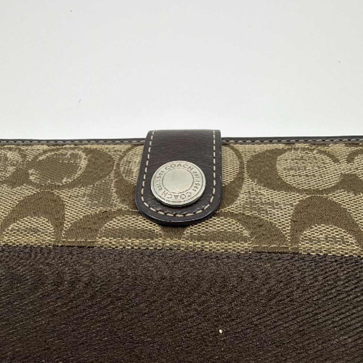 Coach Signature C Slim Brown Coated Canvas Leather Wallet