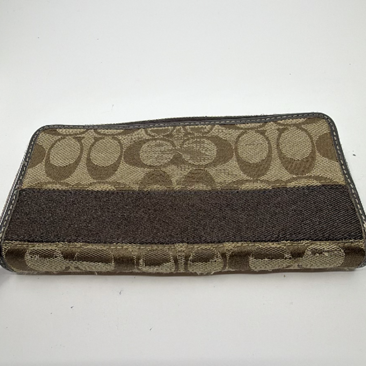 Coach Signature C Slim Brown Coated Canvas Leather Wallet