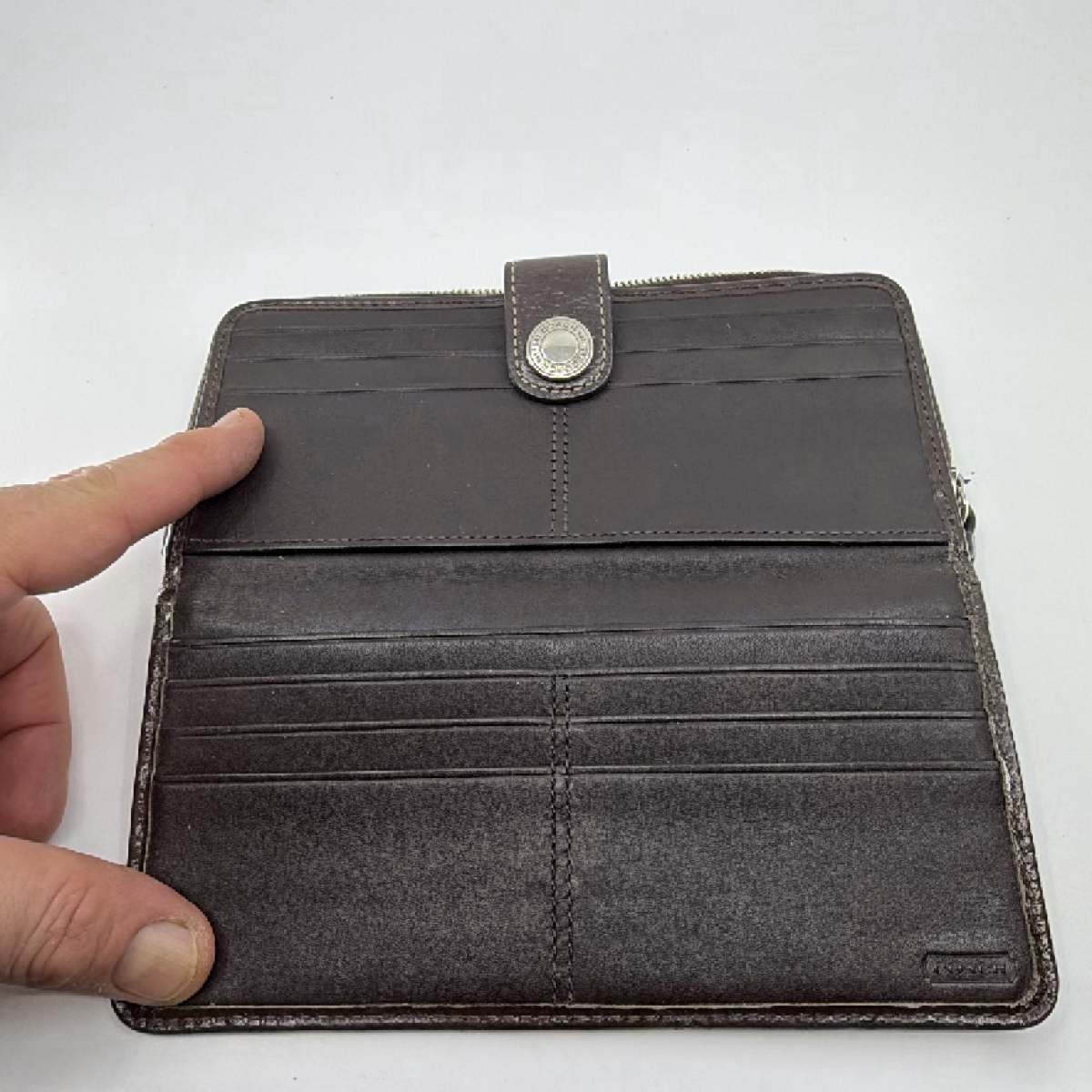 Coach Signature C Slim Brown Coated Canvas Leather Wallet
