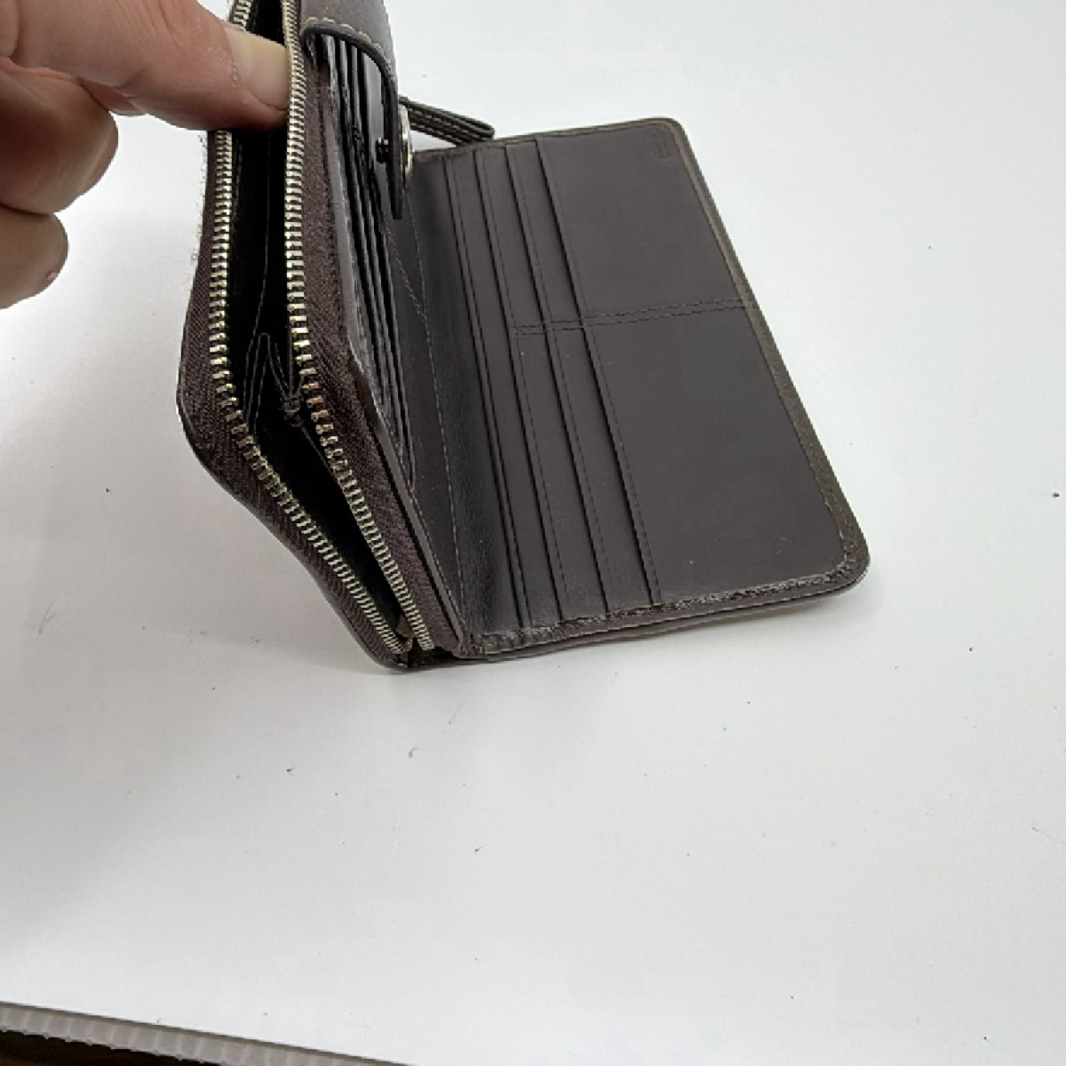 Coach Signature C Slim Brown Coated Canvas Leather Wallet