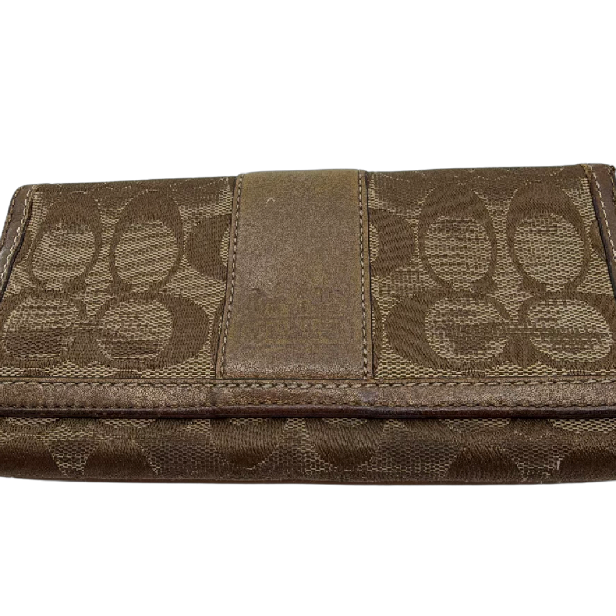 Coach Signature Flap Brown Canvas Leather Wallet