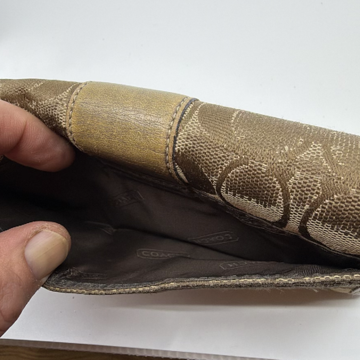Coach Signature Flap Brown Canvas Leather Wallet