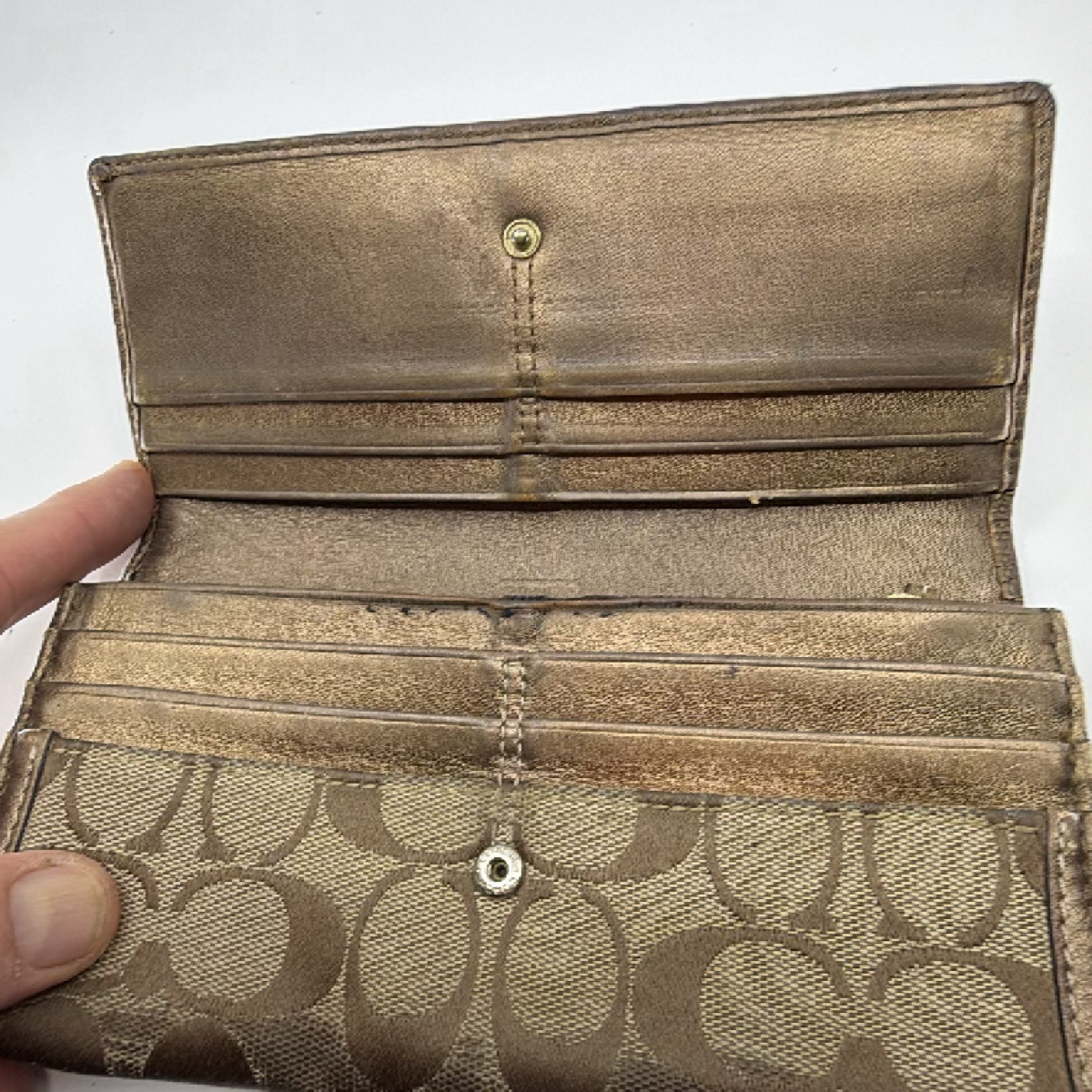 Coach Signature Flap Brown Canvas Leather Wallet