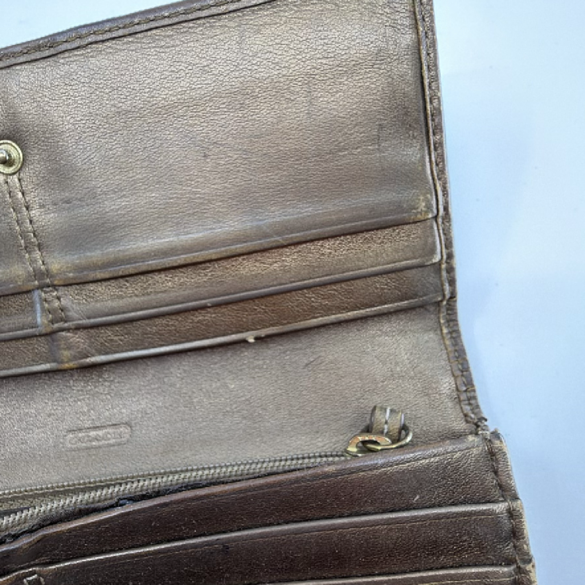 Coach Signature Flap Brown Canvas Leather Wallet