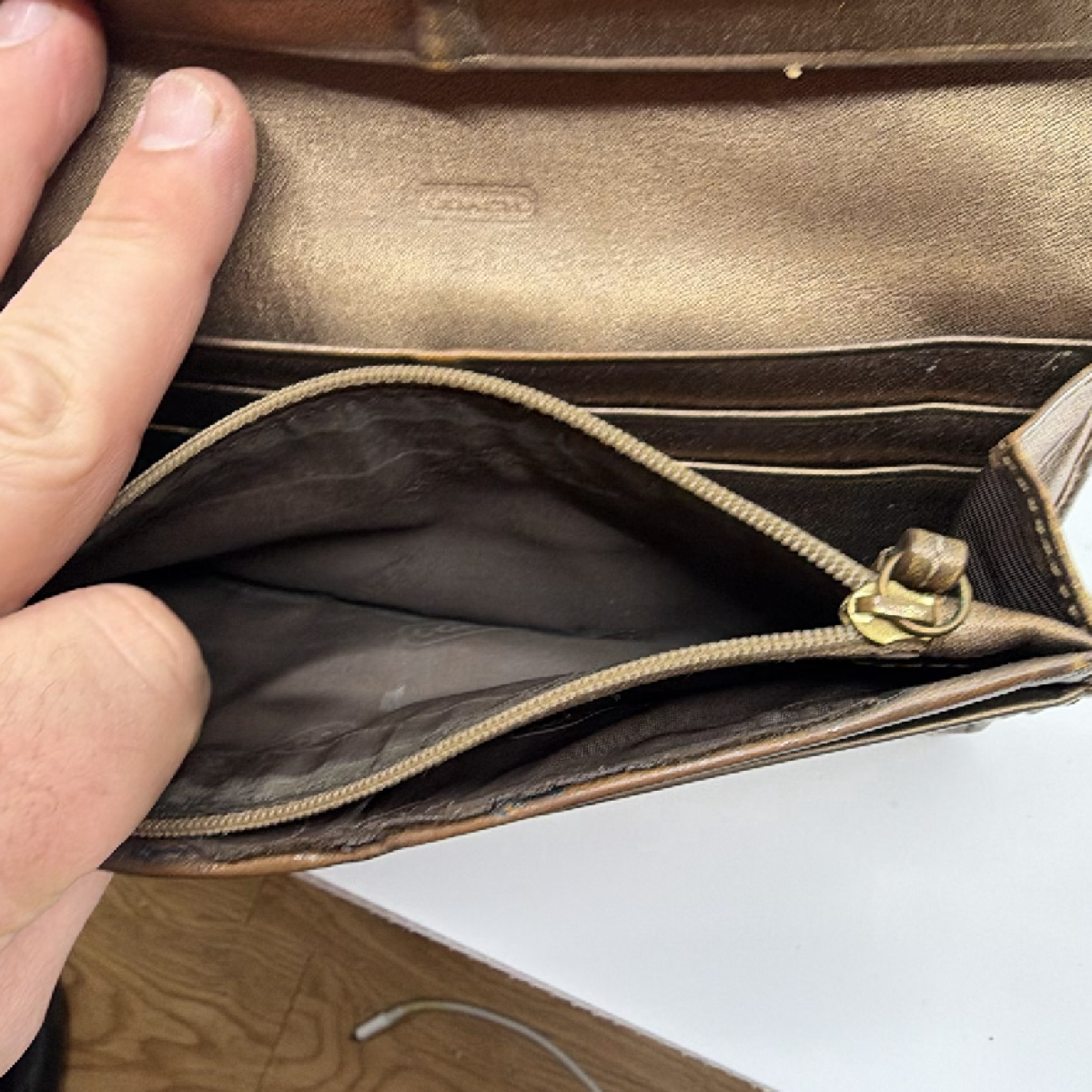 Coach Signature Flap Brown Canvas Leather Wallet
