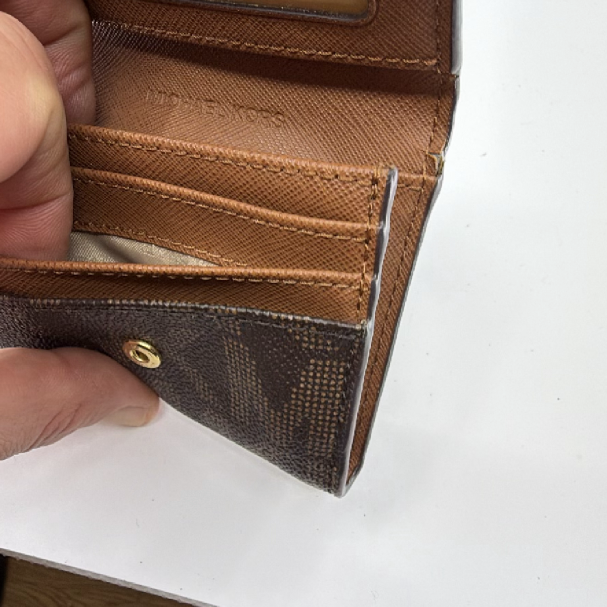 Michael Kors Compact Wallet Brown Signature Coated Canvas Wallet