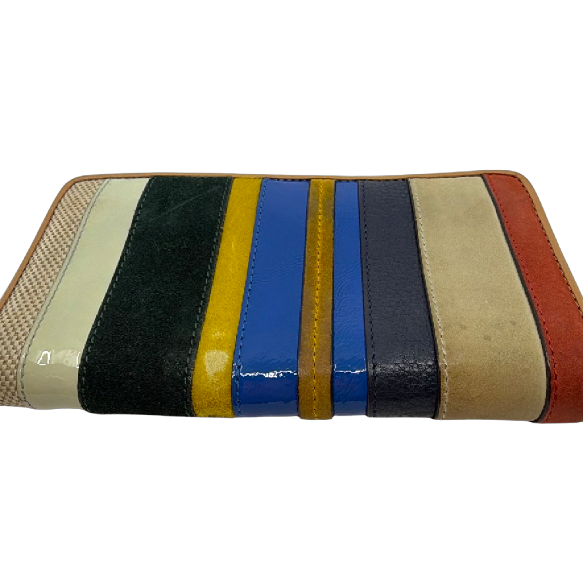 Tory Burch Striped Zip Continental Blue Leather Wallet