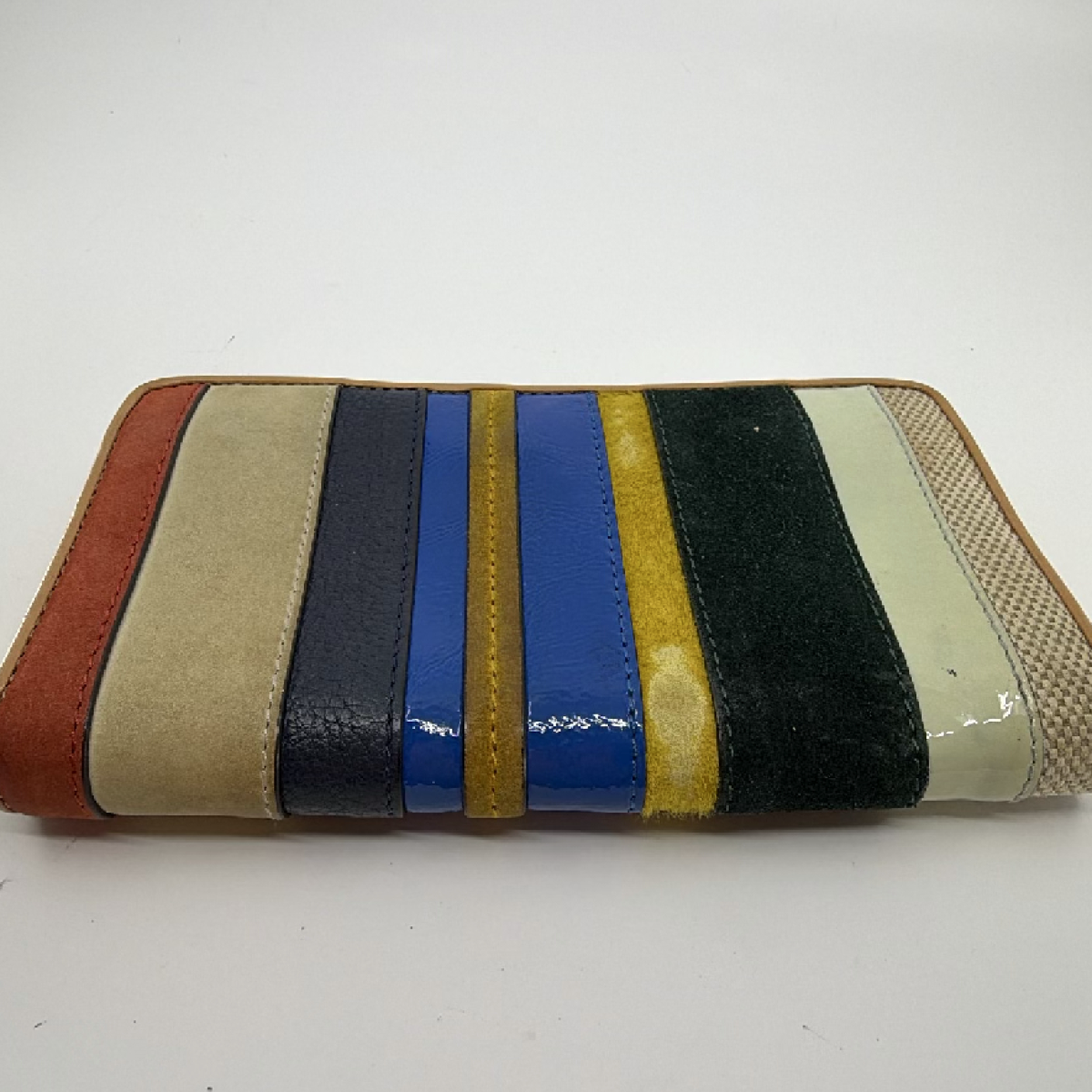 Tory Burch Striped Zip Continental Blue Leather Wallet