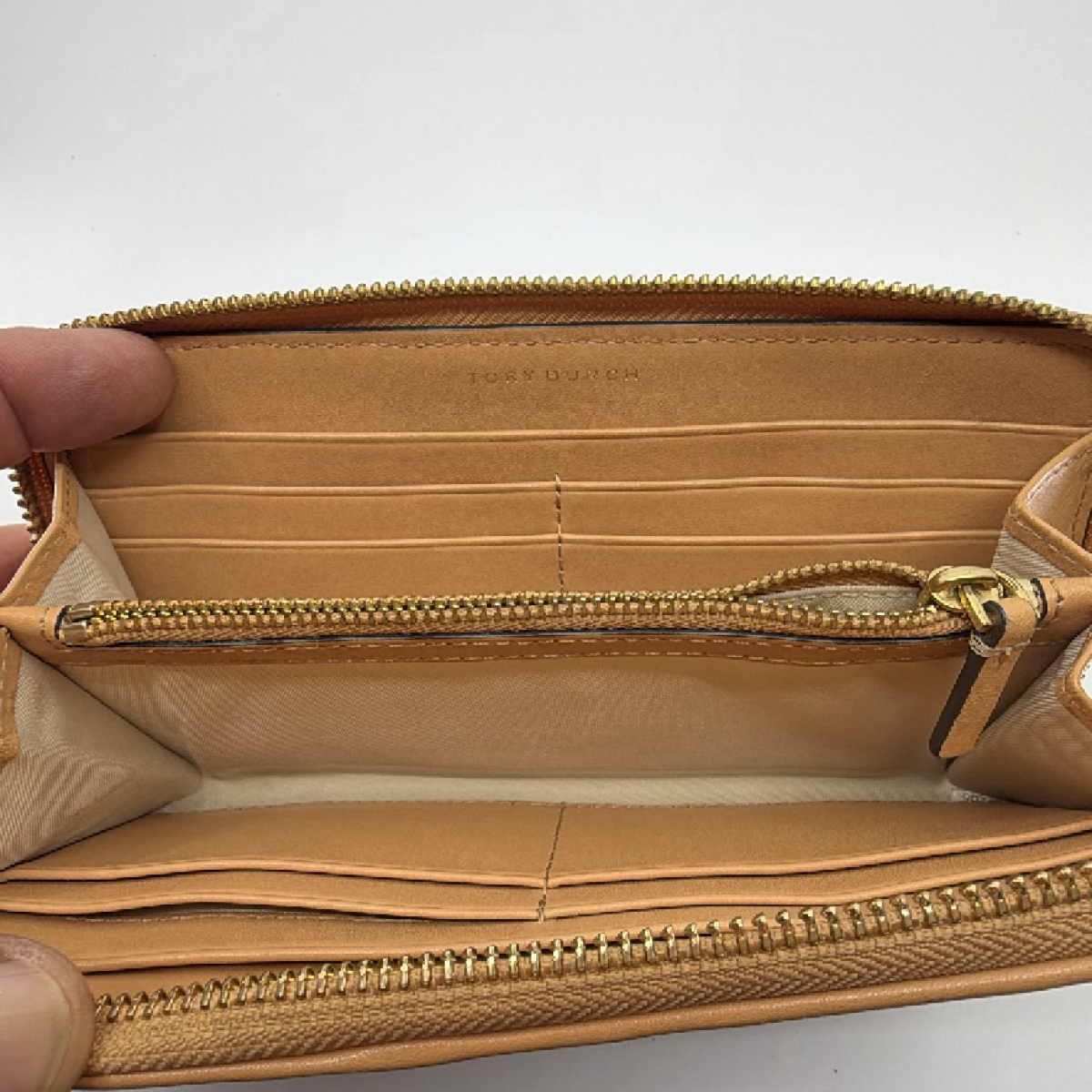 Tory Burch Striped Zip Continental Blue Leather Wallet