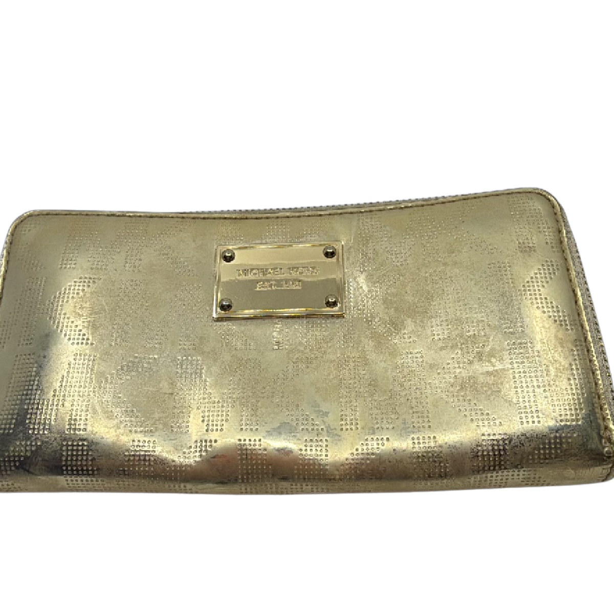 Michael Kors Gold MK Monogram Zip Around Wallet