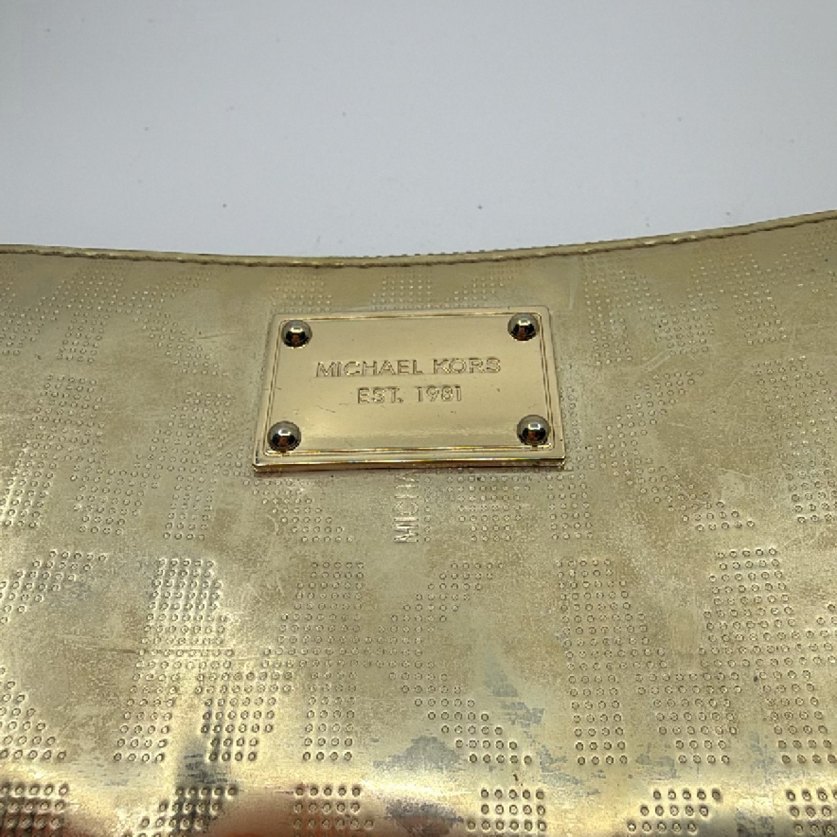 Michael Kors Gold MK Monogram Zip Around Wallet