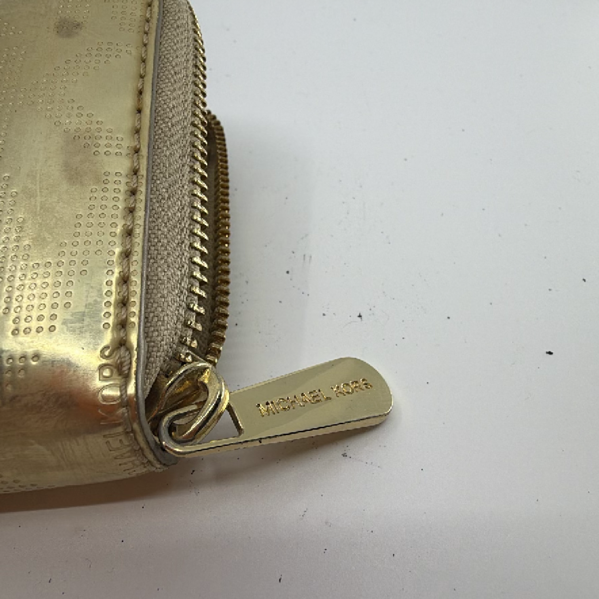 Michael Kors Gold MK Monogram Zip Around Wallet