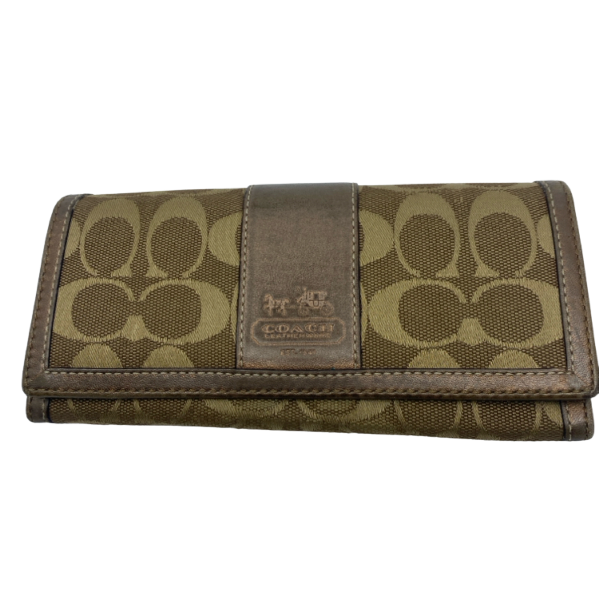 Coach Slim Envelope Brown Signature C Canvas Wallet