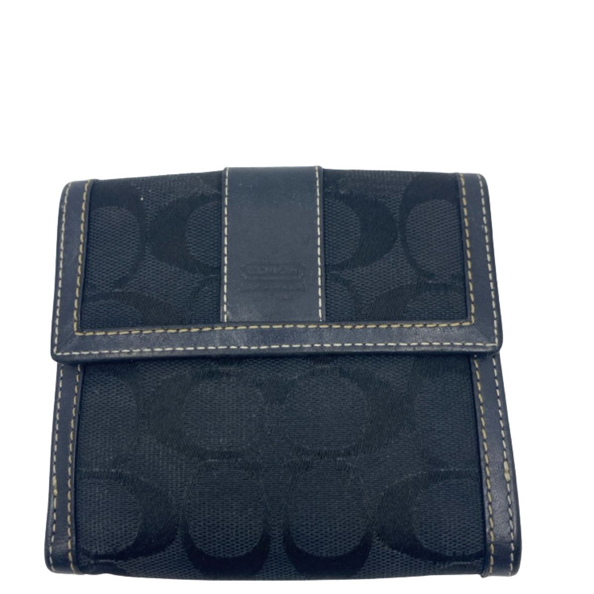 Coach Bi-Fold Black Signature C Canvas & Leather Wallet