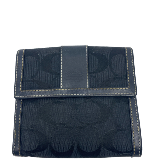 Coach Bi-Fold Black Signature C Canvas & Leather Wallet