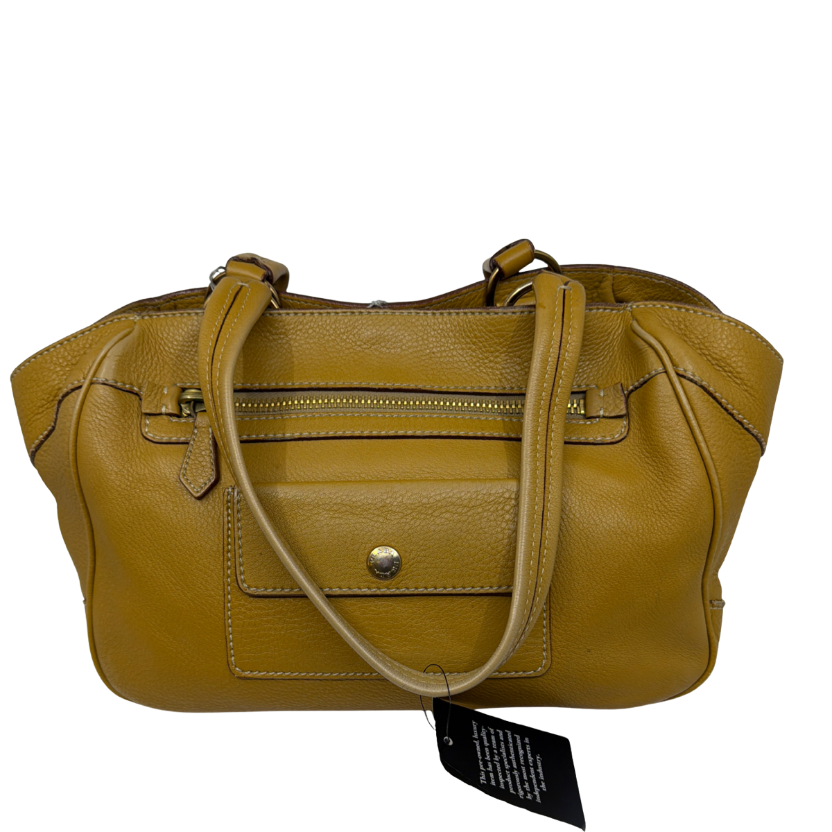Prada Mustard Yellow Pebbled Leather Satchel Handbag