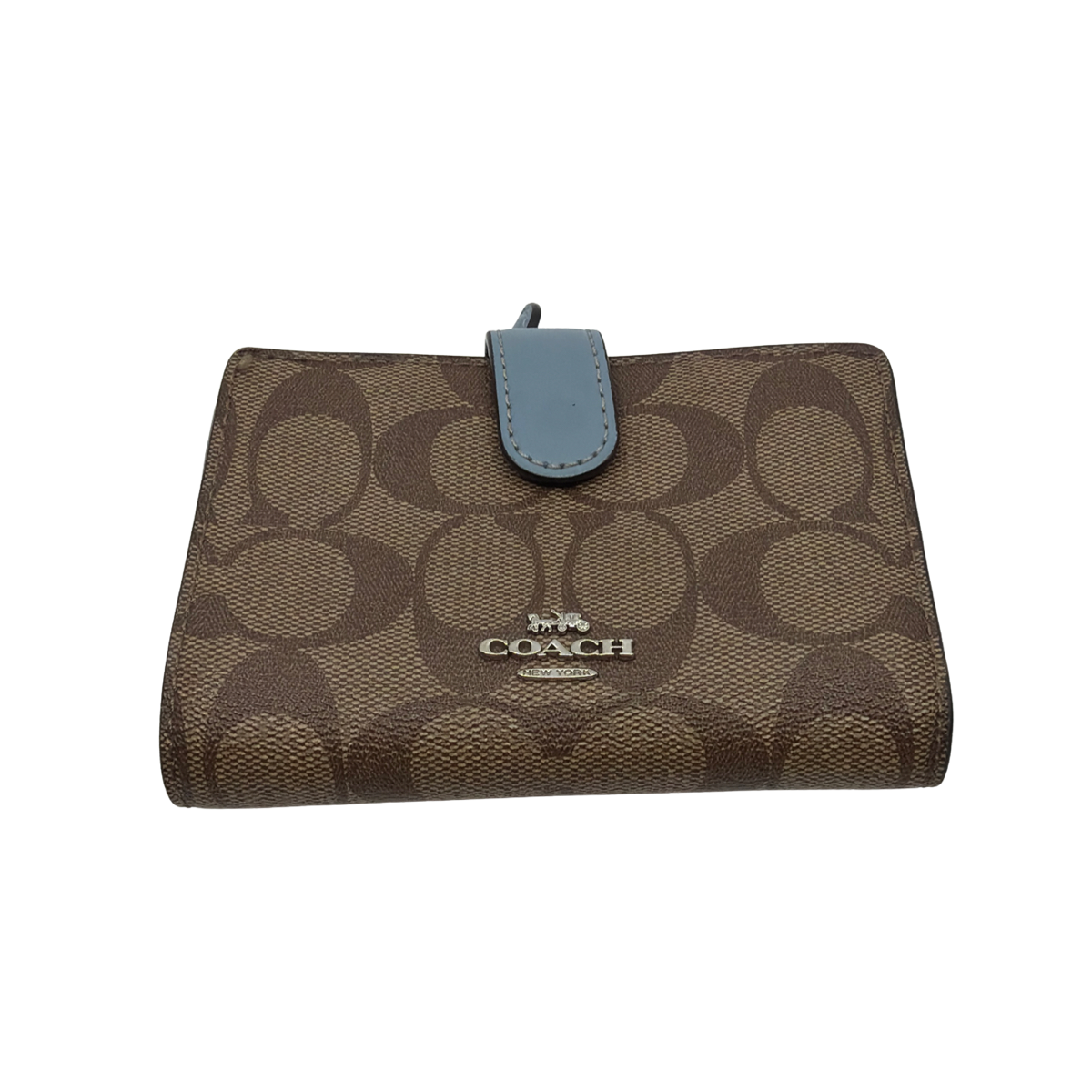 Coach Signature Canvas Bi-Fold Wallet Brown & Blue