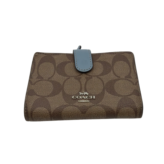 Coach Signature Canvas Bi-Fold Wallet Brown & Blue