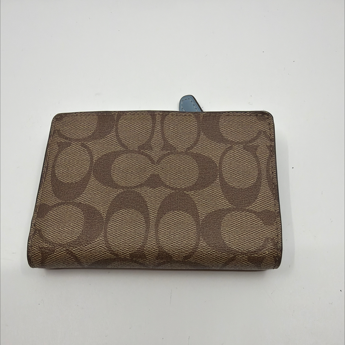 Coach Signature Canvas Bi-Fold Wallet Brown & Blue