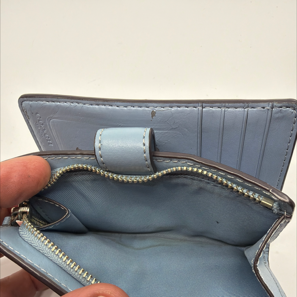 Coach Signature Canvas Bi-Fold Wallet Brown & Blue