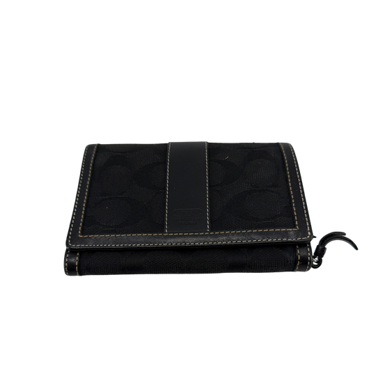 Coach Signature C Bi-Fold Black Canvas & Leather Wallet