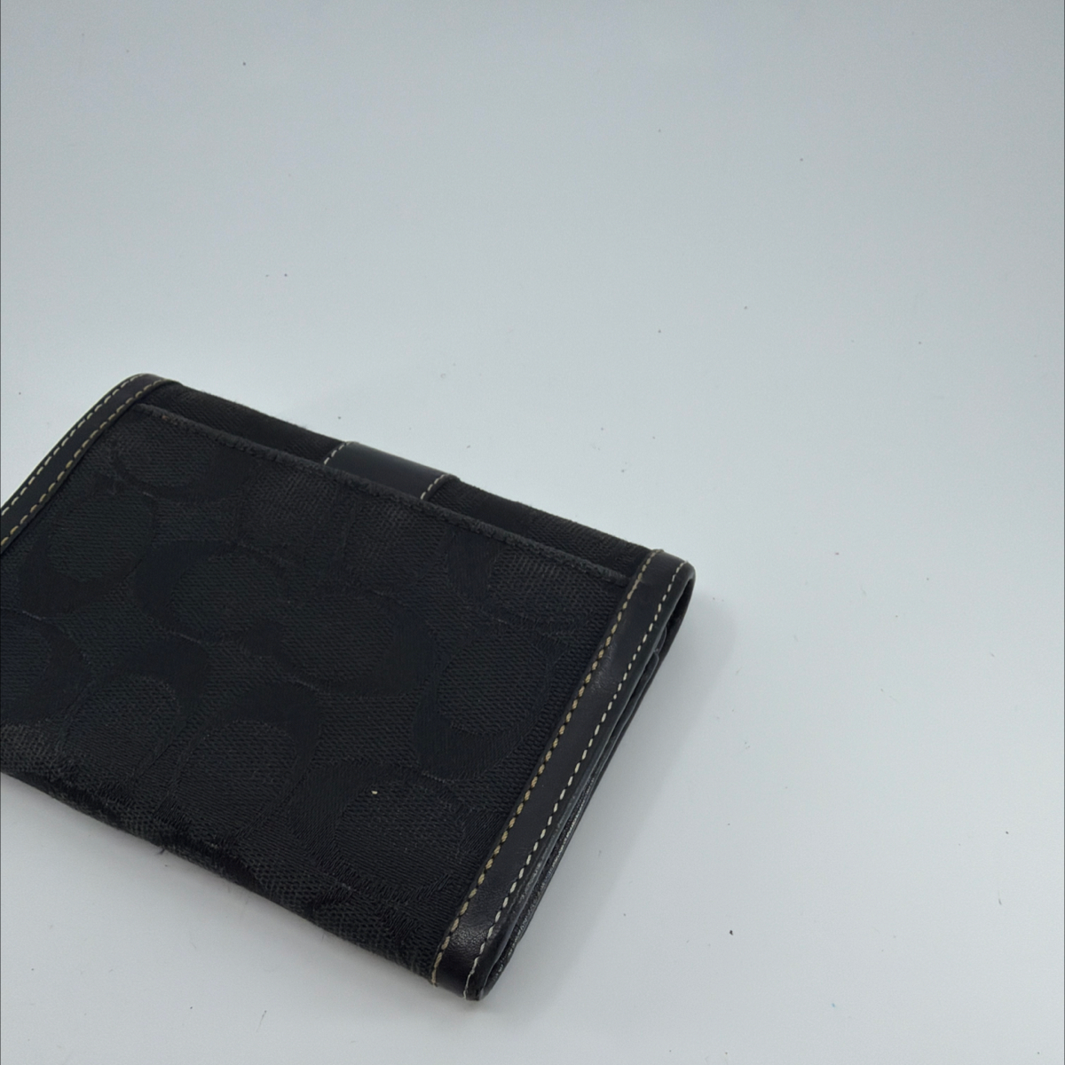 Coach Signature C Bi-Fold Black Canvas & Leather Wallet