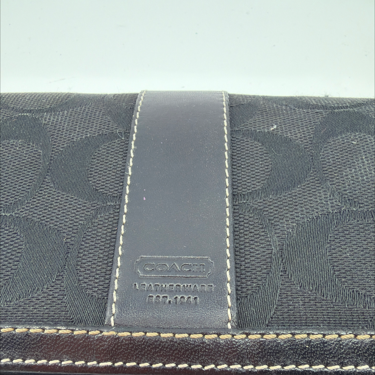 Coach Signature C Bi-Fold Black Canvas & Leather Wallet