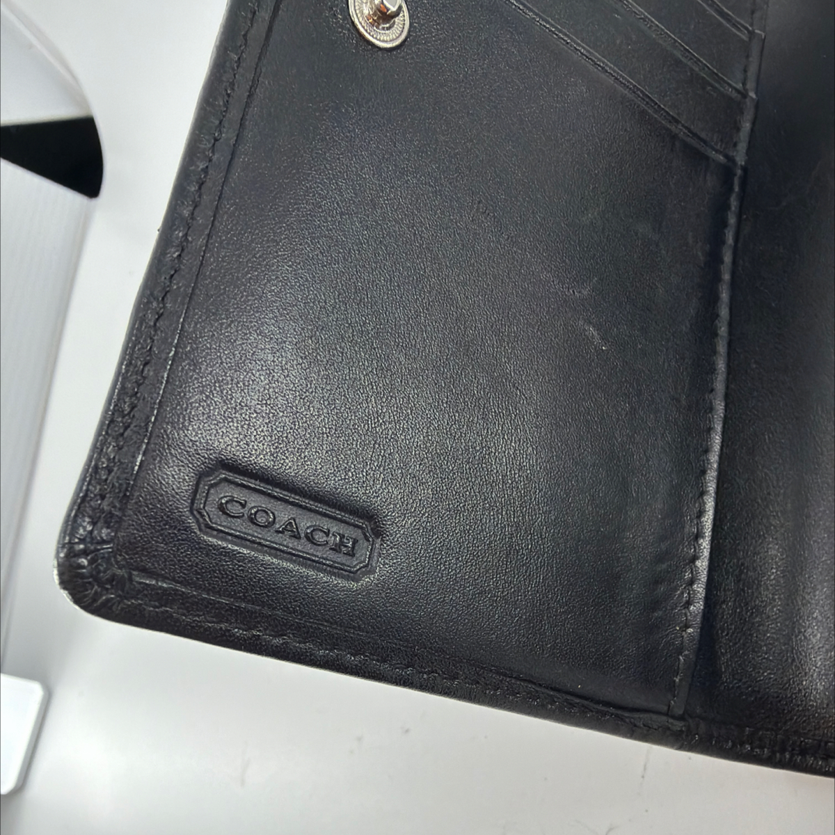 Coach Signature C Bi-Fold Black Canvas & Leather Wallet
