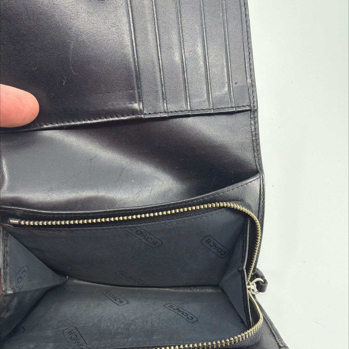 Coach Signature C Bi-Fold Black Canvas & Leather Wallet