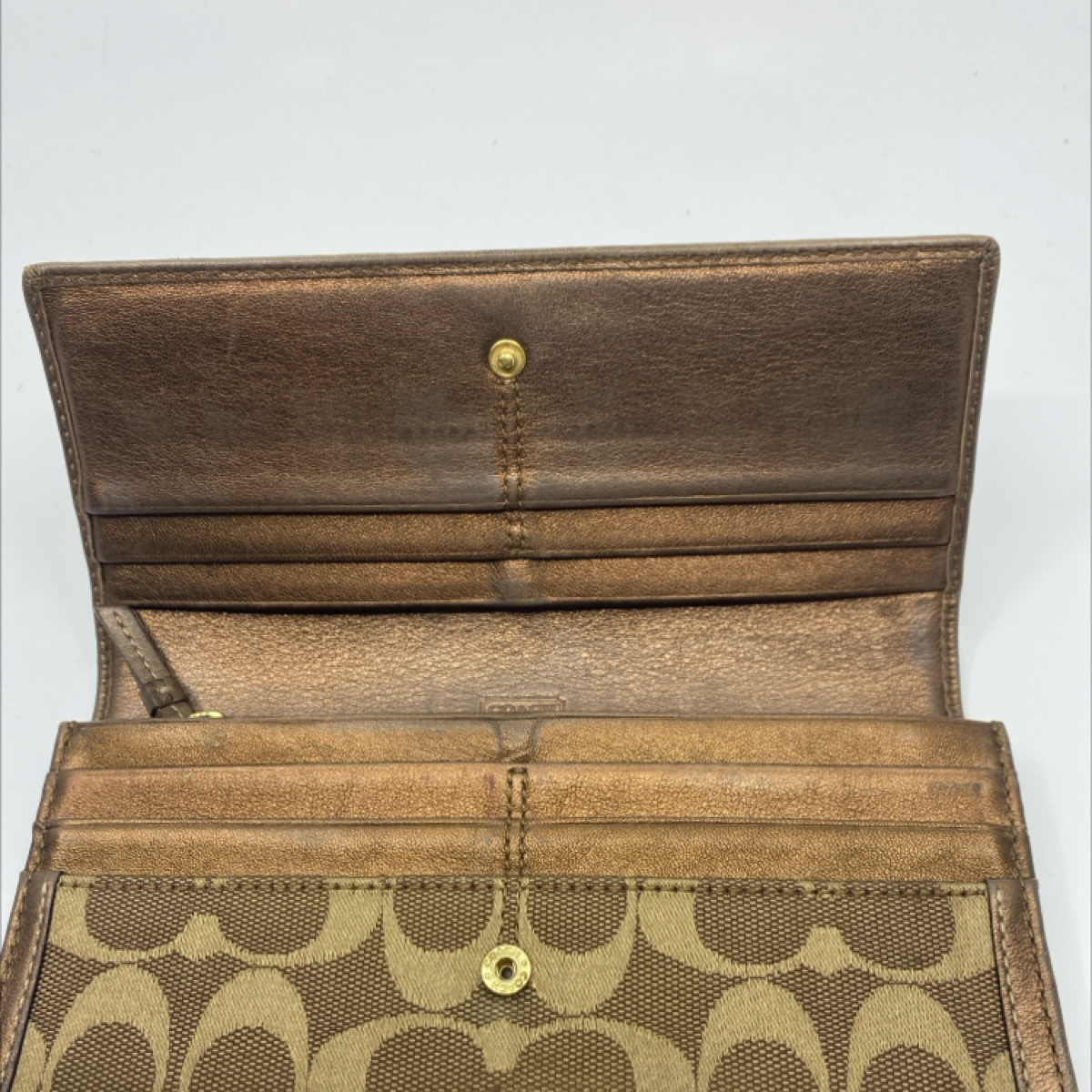 Coach Slim Envelope Brown Signature C Canvas Wallet