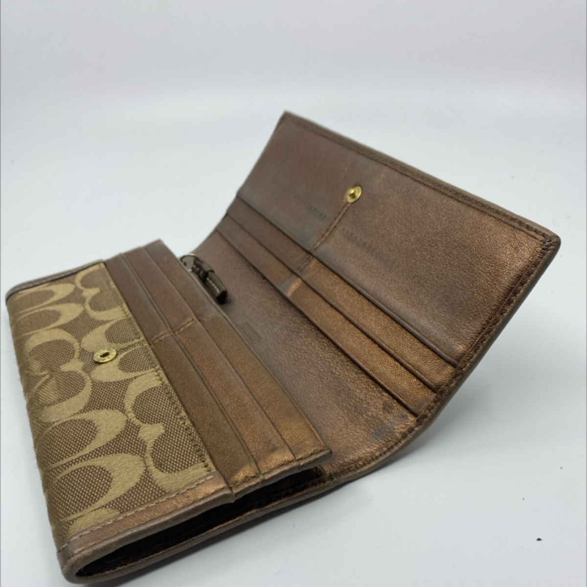 Coach Slim Envelope Brown Signature C Canvas Wallet