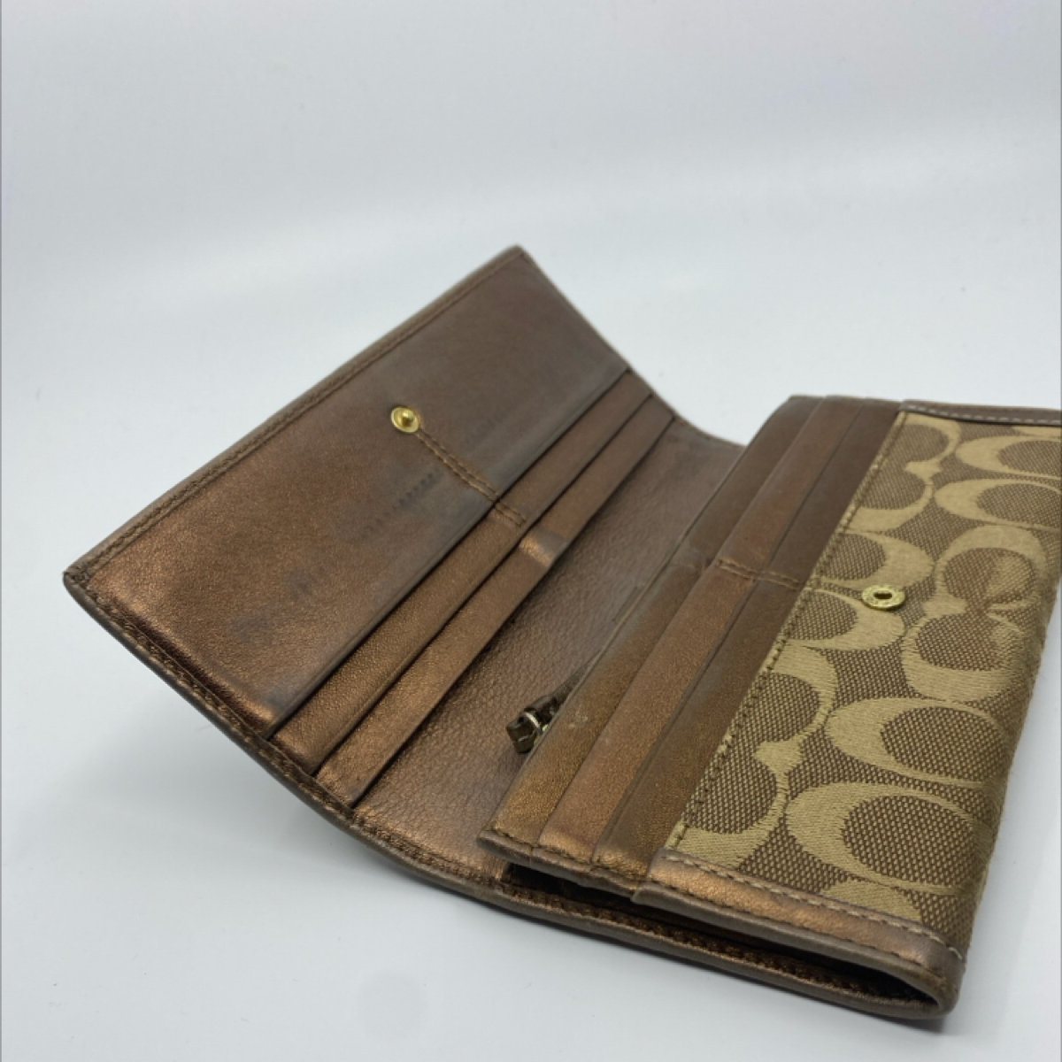 Coach Slim Envelope Brown Signature C Canvas Wallet