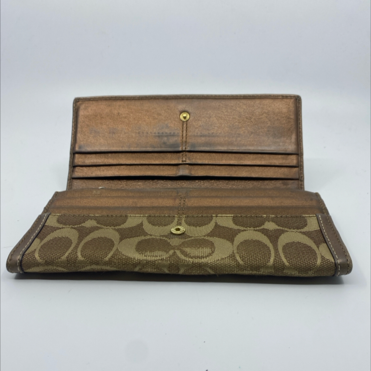 Coach Slim Envelope Brown Signature C Canvas Wallet