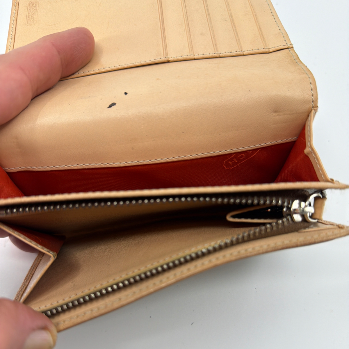 Coach Signature C Flap Brown Tan Coated Canvas Leather Wallet